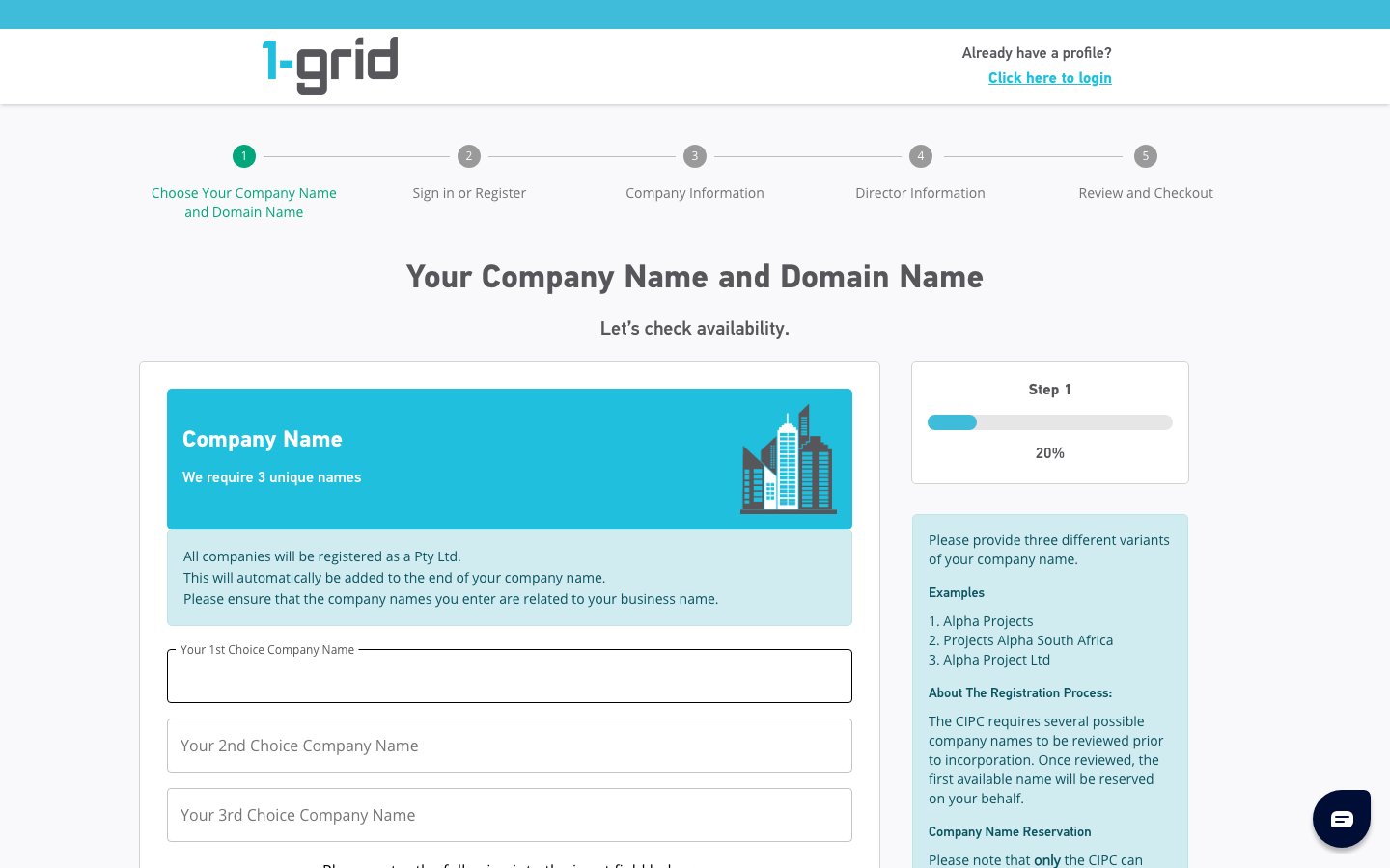 1-grid.com public page captured in a desktop browser