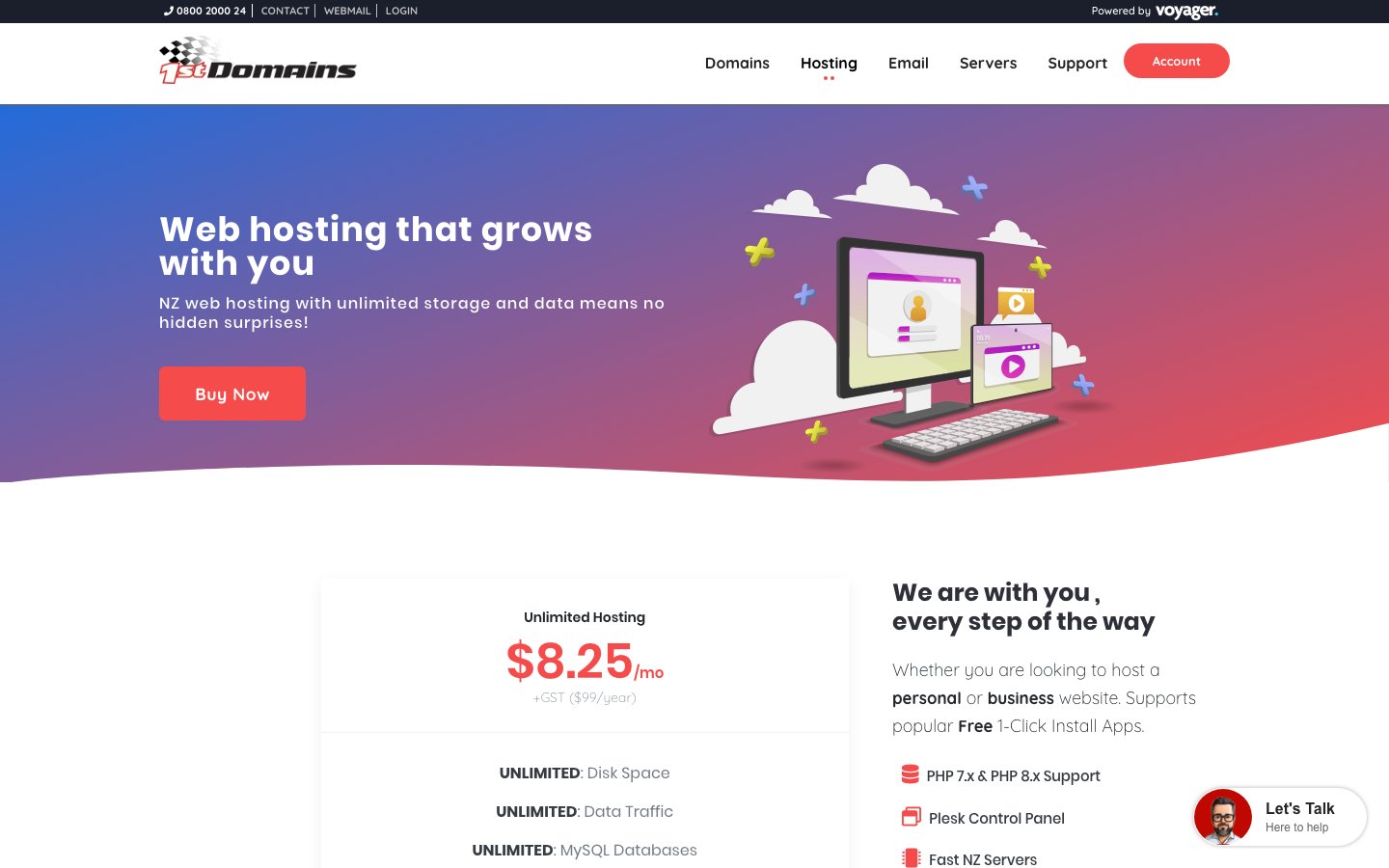 1st Domains public page captured in a desktop browser