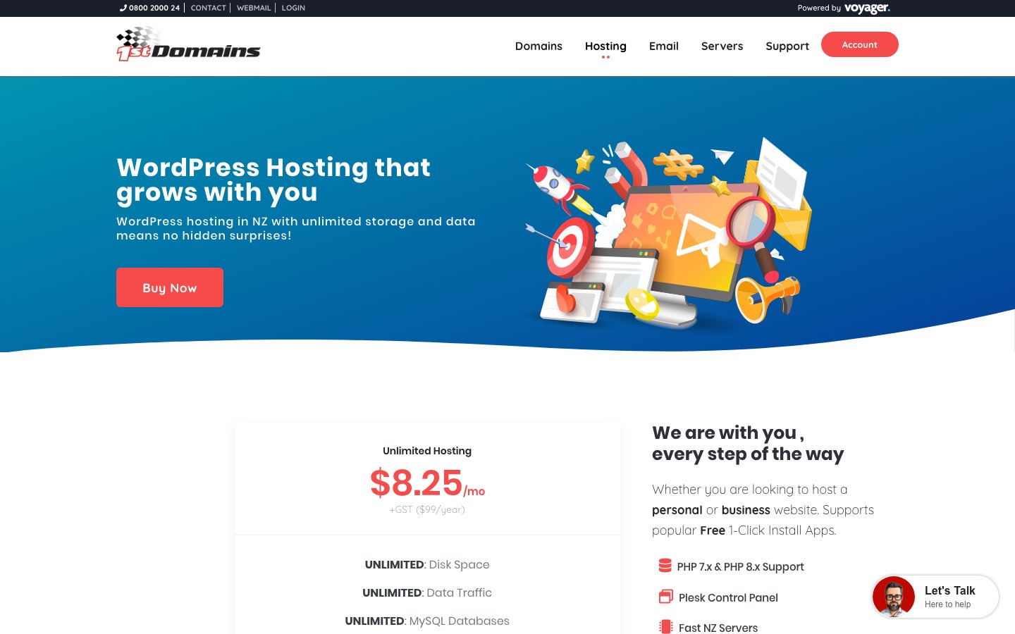1st Domains public page captured in a desktop browser