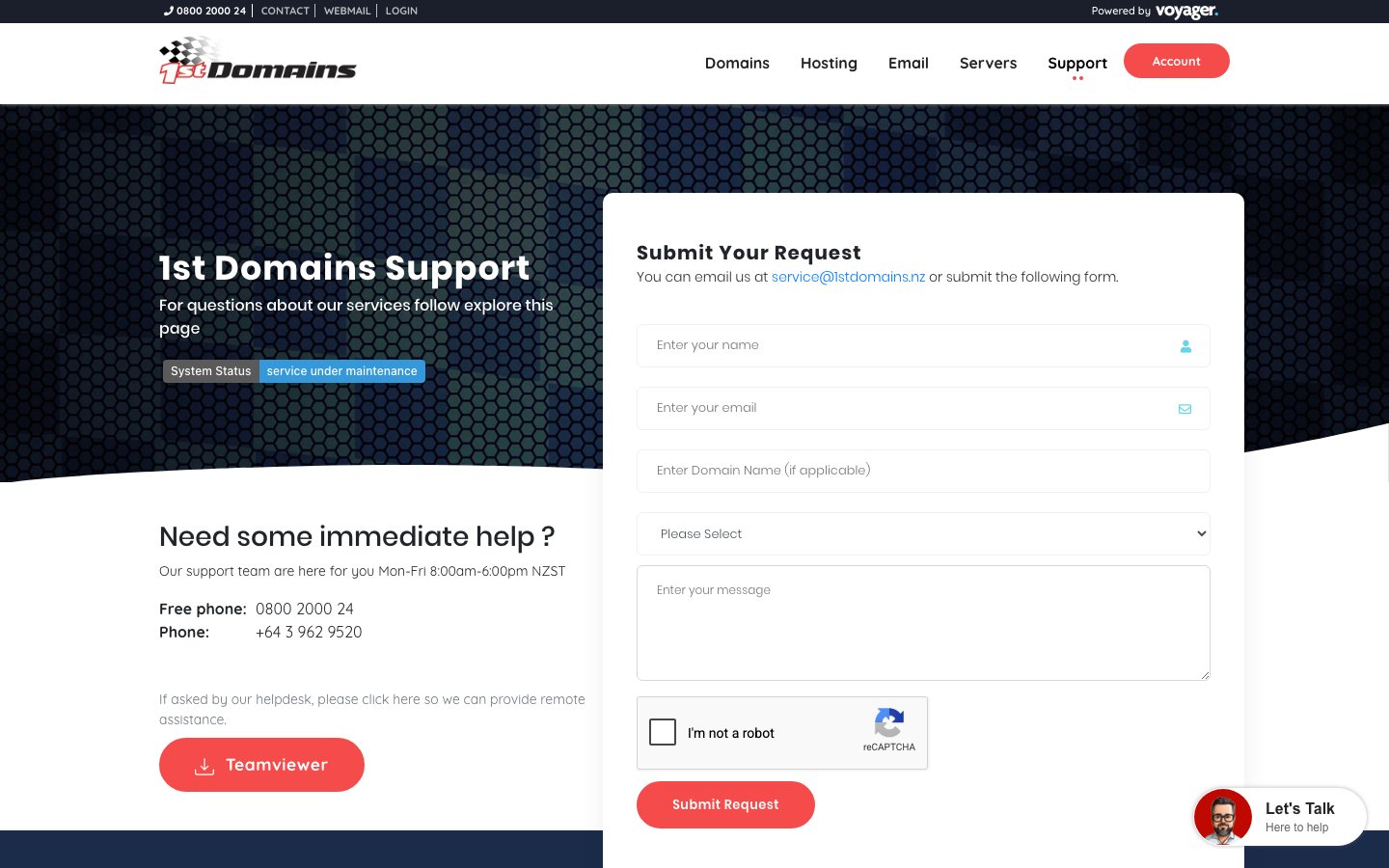 1st Domains public page captured in a desktop browser