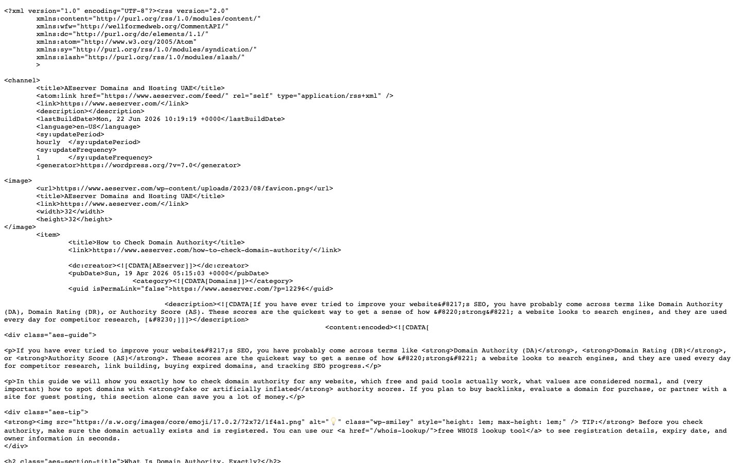 AEserver public page captured in a desktop browser