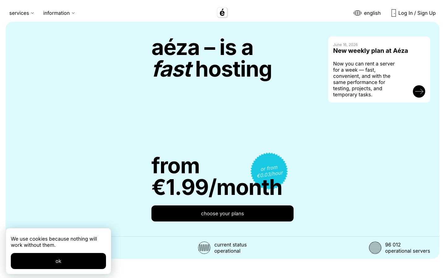 AEZA INTERNATIONAL LTD public page captured in a desktop browser