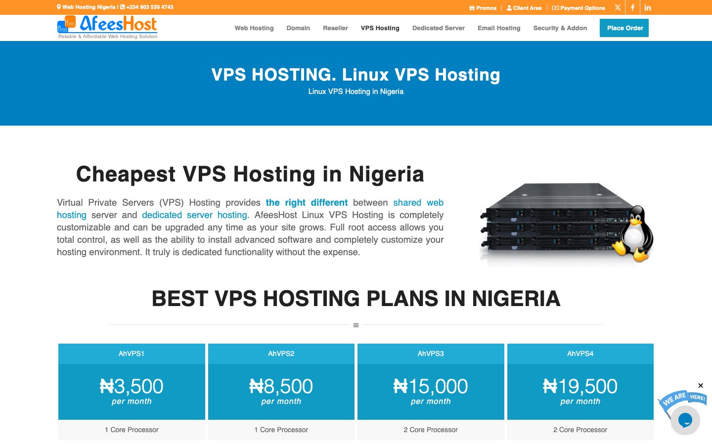 AfeesHost public page captured in a desktop browser