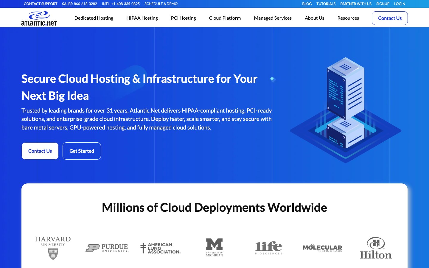 Atlantic.Net public page captured in a desktop browser