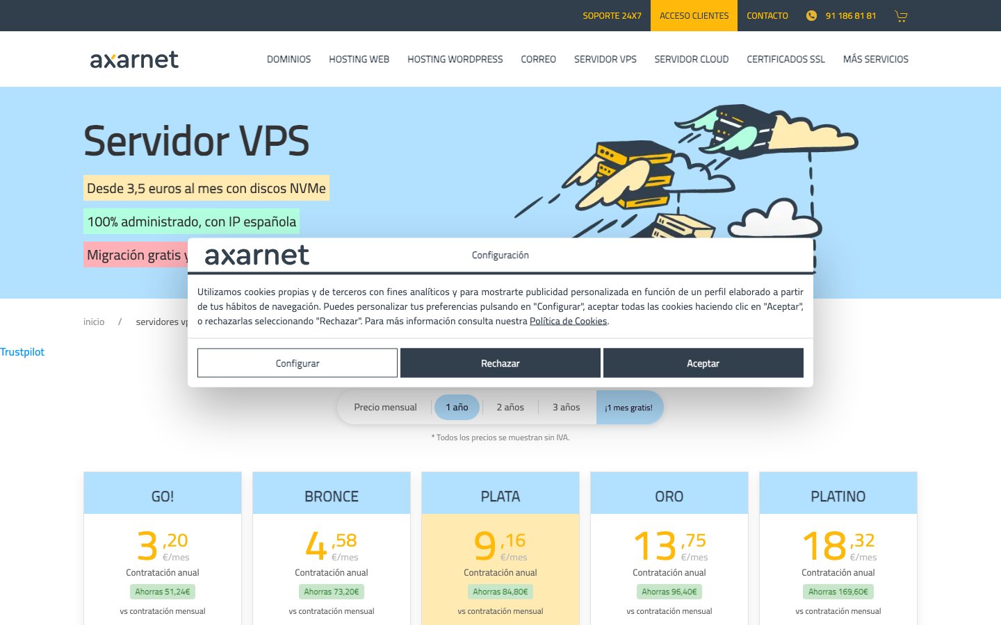 Axarnet public page captured in a desktop browser