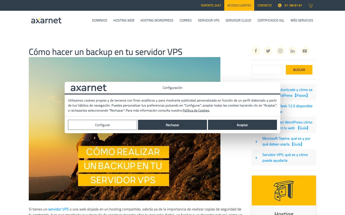 Axarnet public page captured in a desktop browser