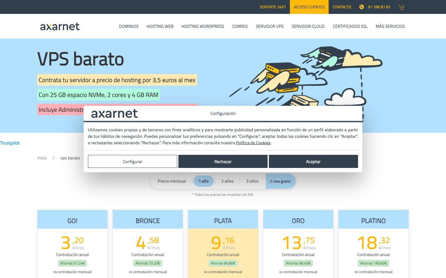 Axarnet public page captured in a desktop browser