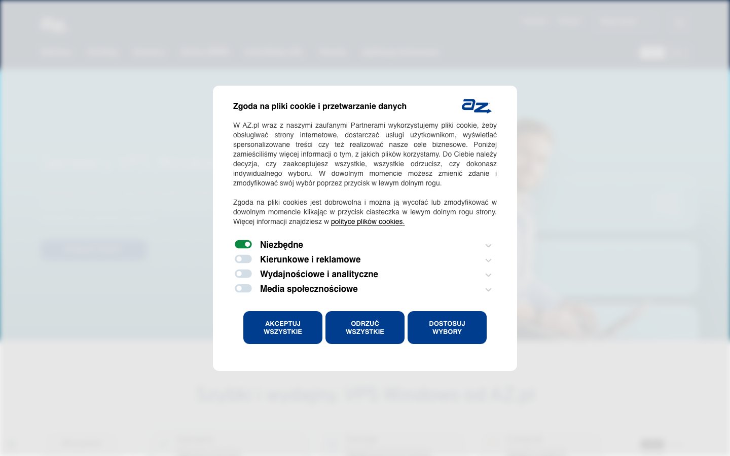 AZ.pl public page captured in a desktop browser