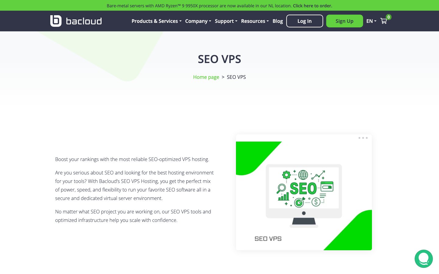 Bacloud public page captured in a desktop browser