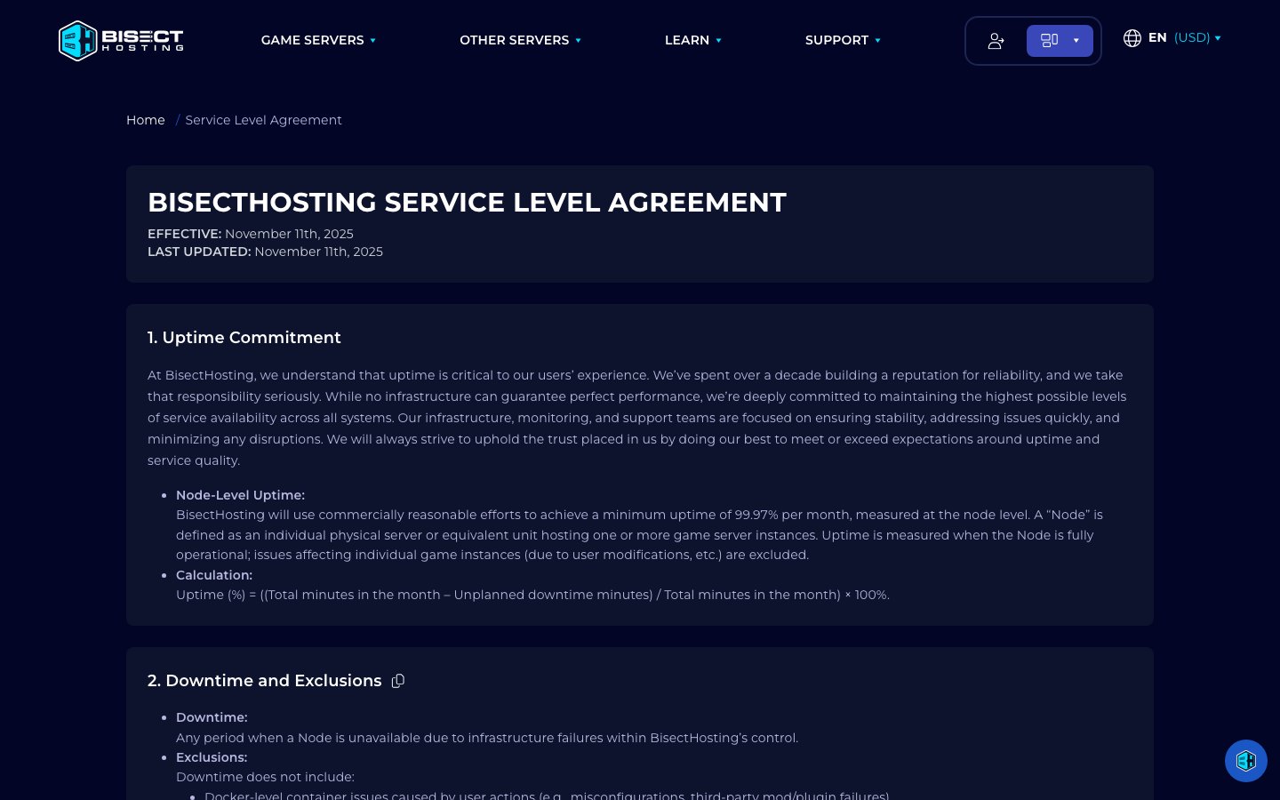BisectHosting public page captured in a desktop browser