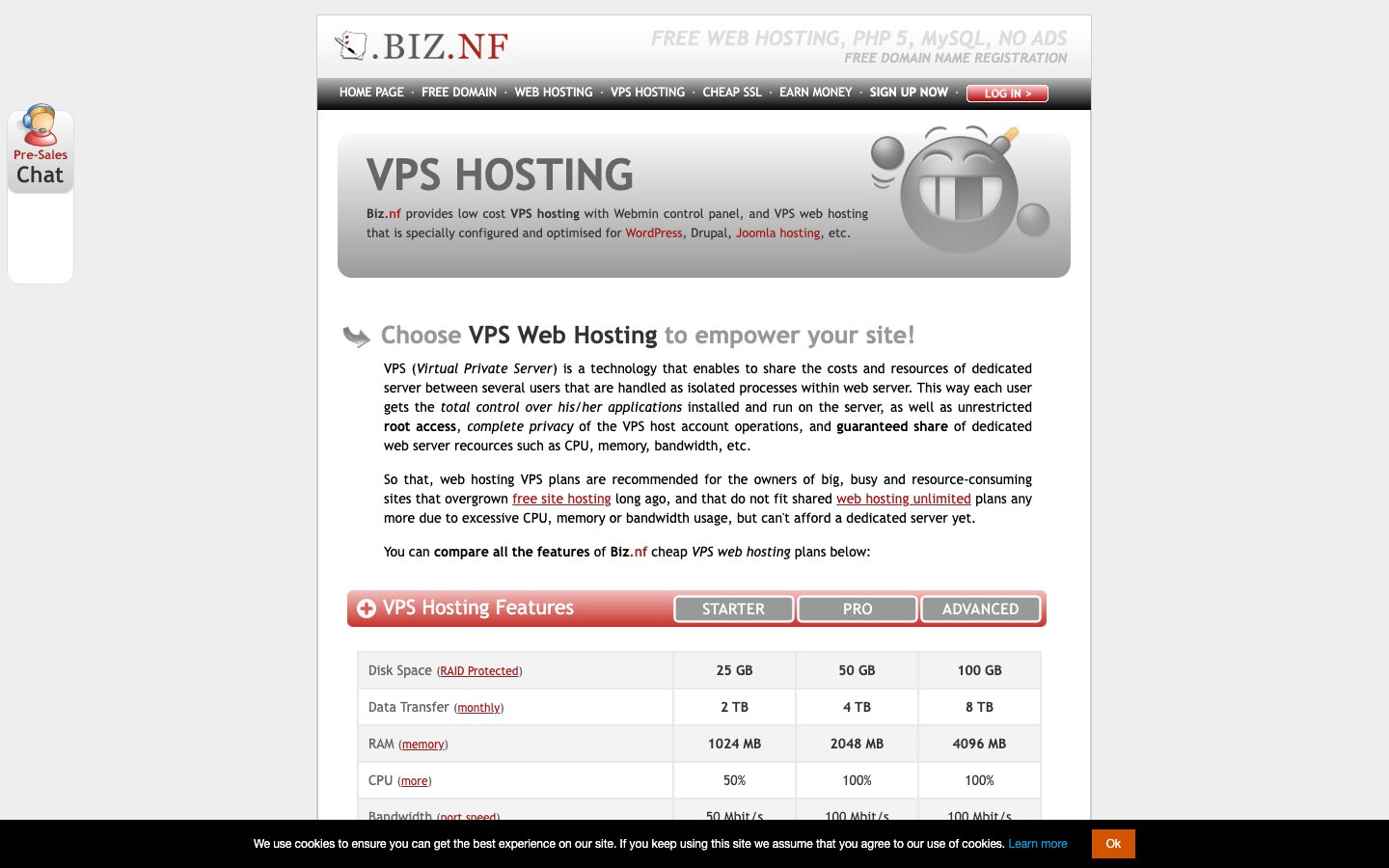 Biz.nf public page captured in a desktop browser