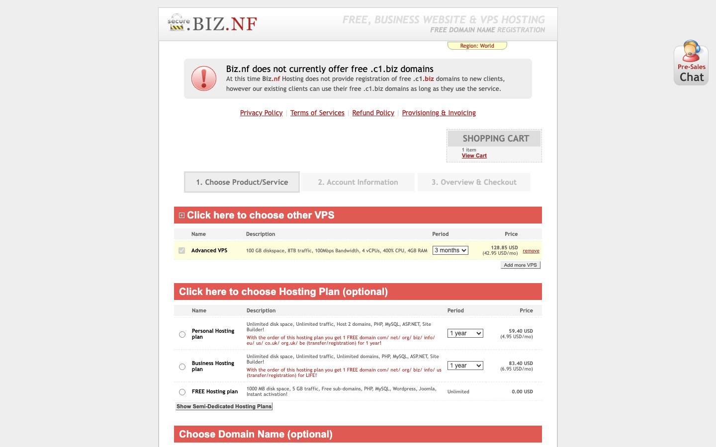 Biz.nf public page captured in a desktop browser