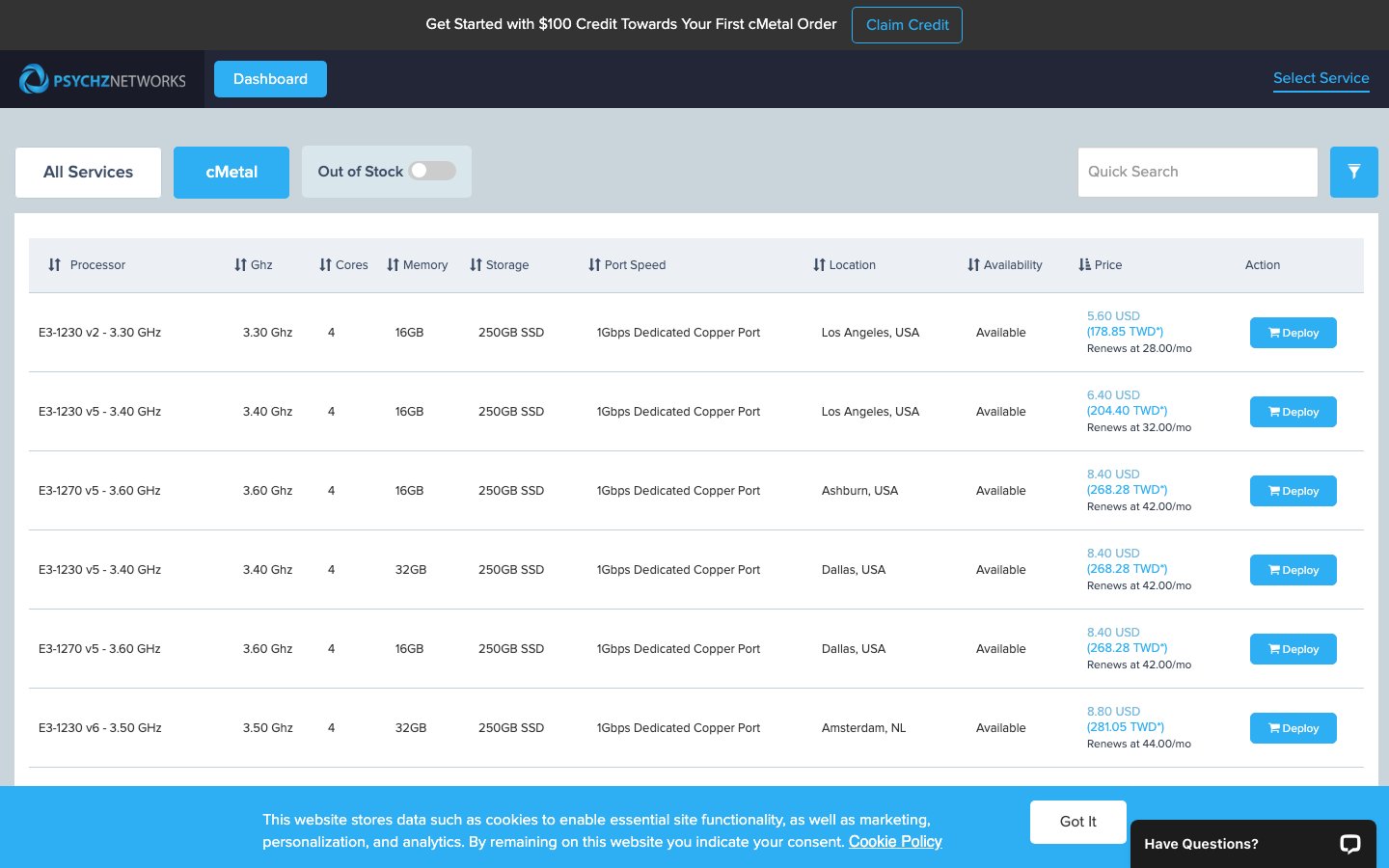 Psychz public page captured in a desktop browser