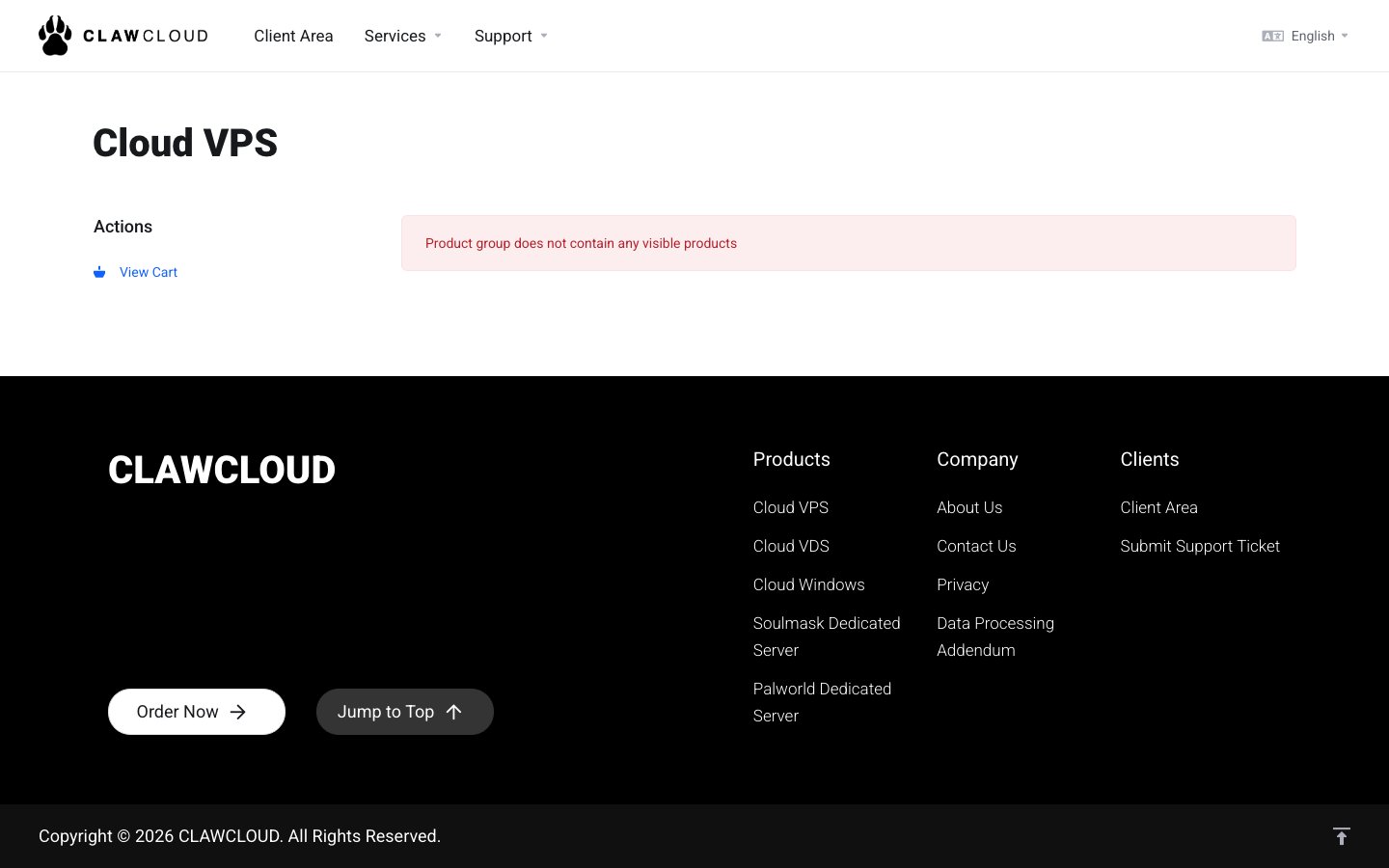 CLAWCLOUD public page captured in a desktop browser