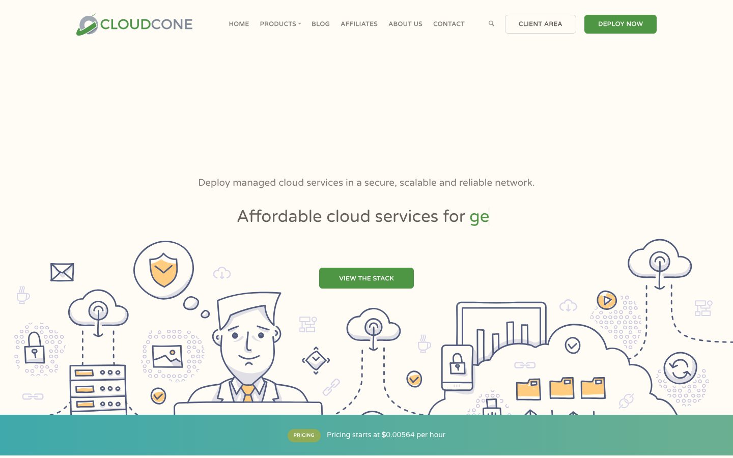 CloudCone public page captured in a desktop browser