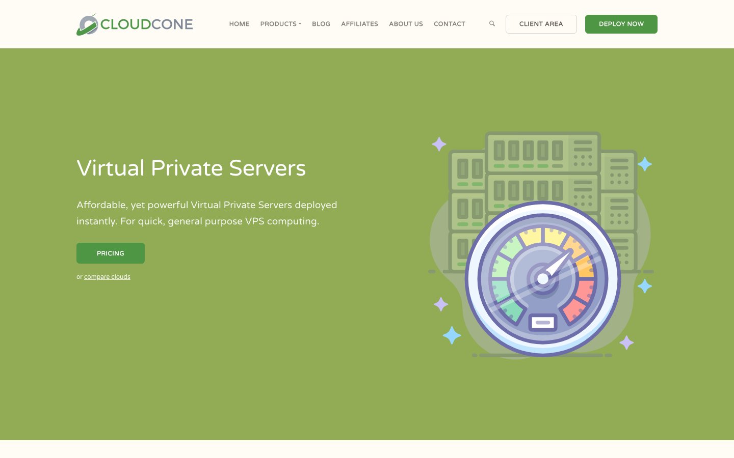 CloudCone public page captured in a desktop browser