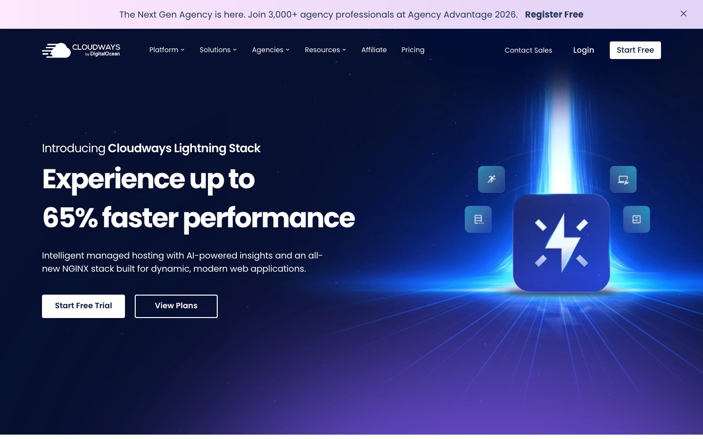 Cloudways public page captured in a desktop browser