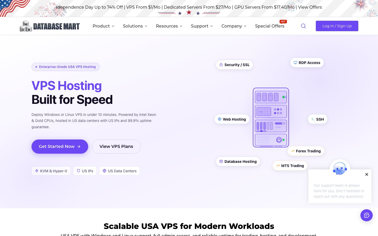 DatabaseMart public page captured in a desktop browser