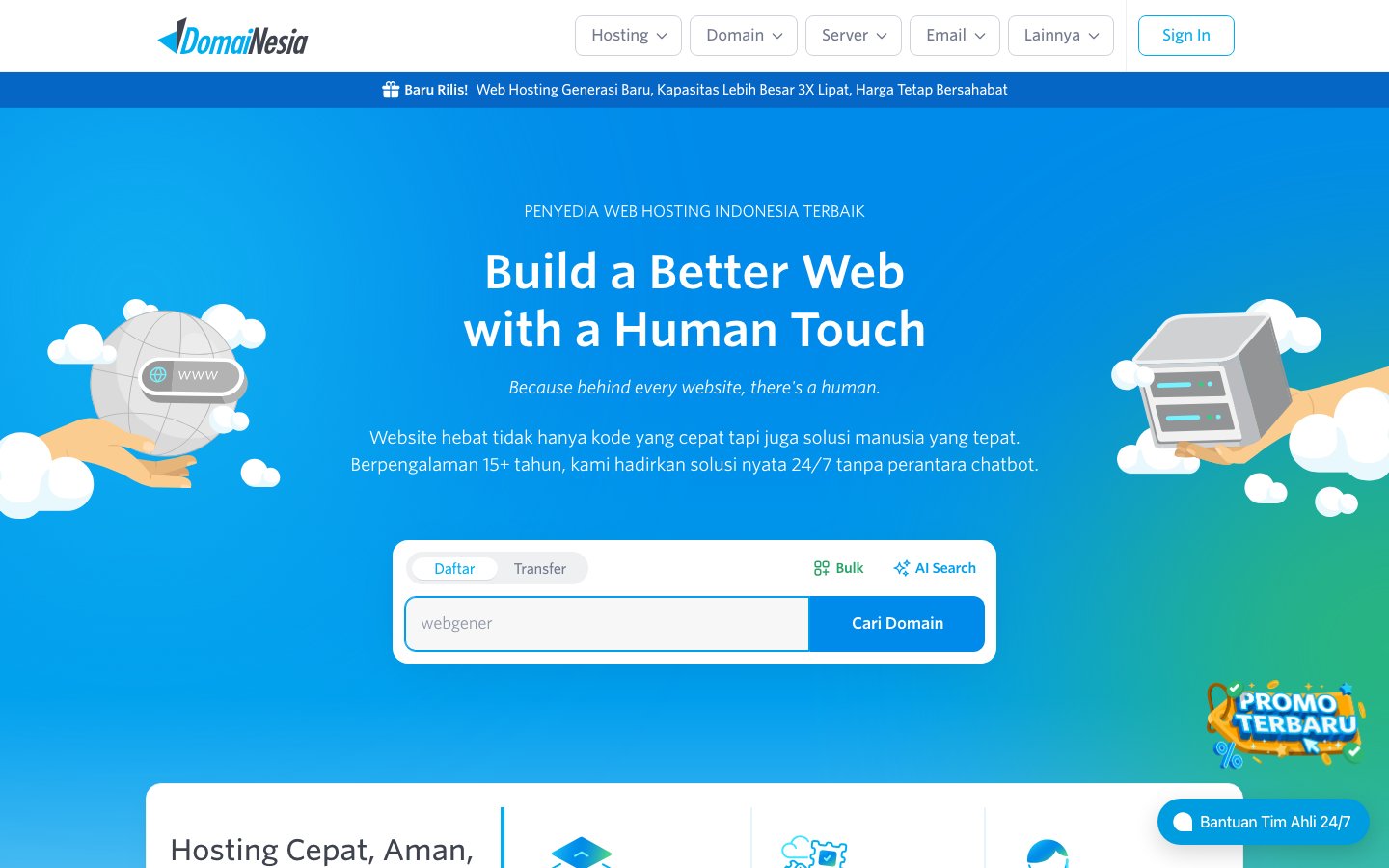 DomaiNesia public page captured in a desktop browser