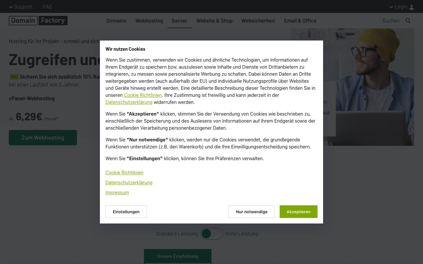 DomainFactory public page captured in a desktop browser