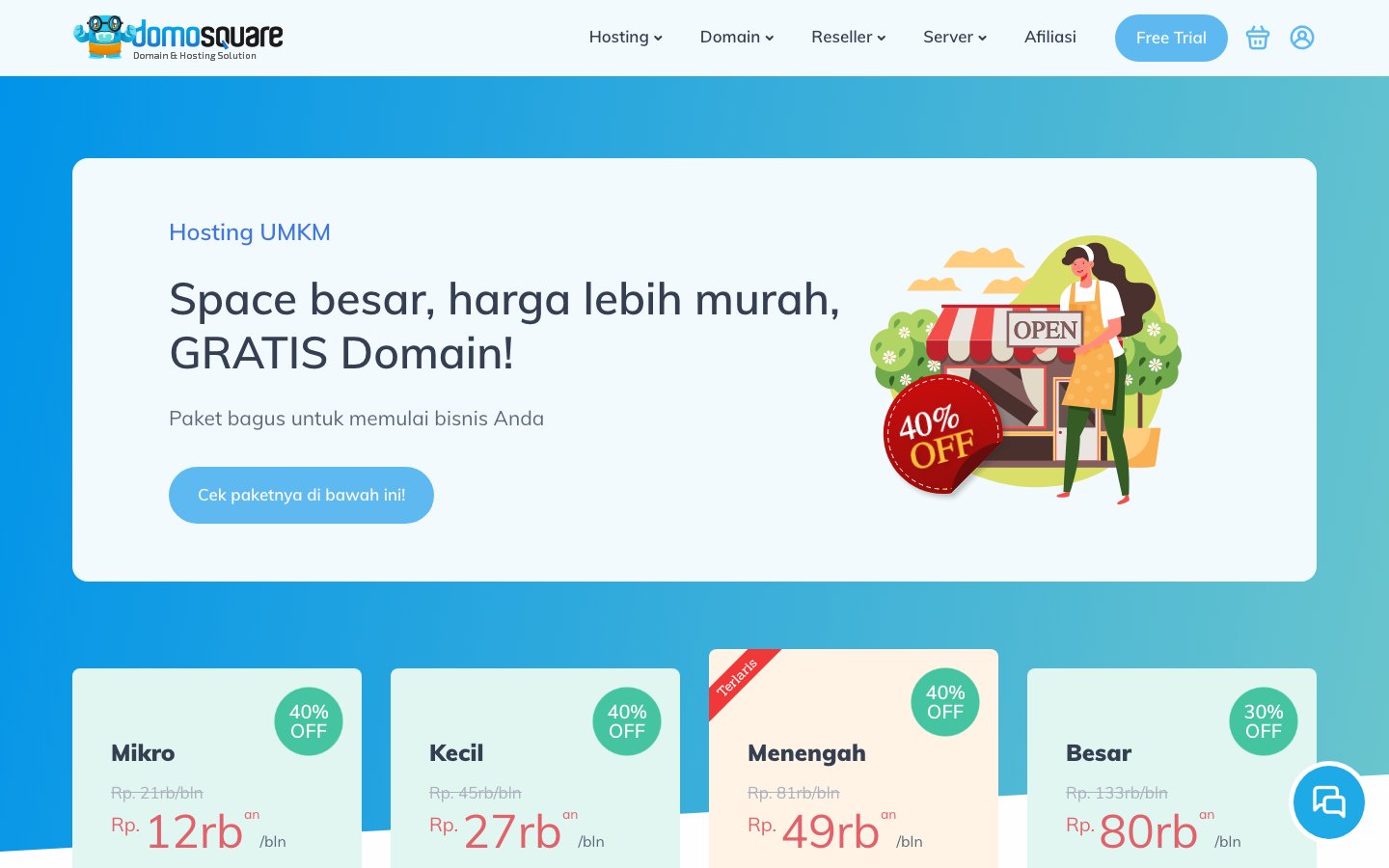 DomoSquare public page captured in a desktop browser