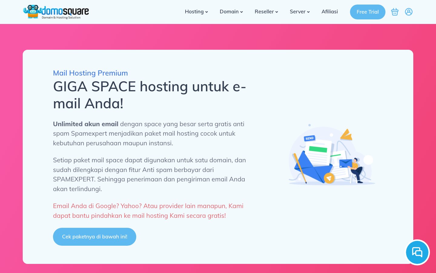 DomoSquare public page captured in a desktop browser