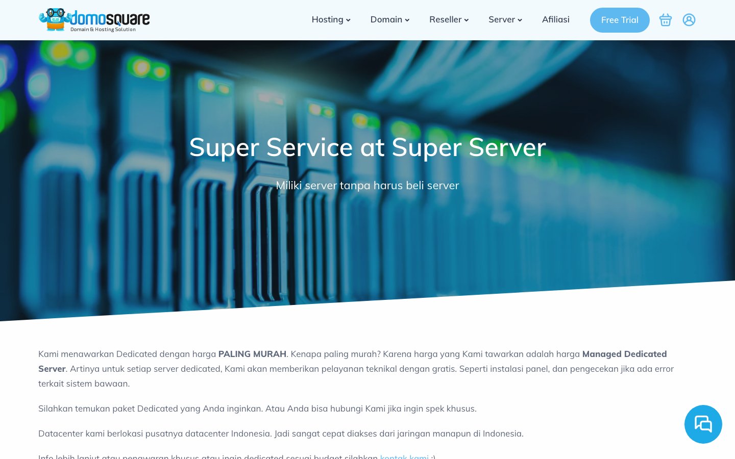 DomoSquare public page captured in a desktop browser
