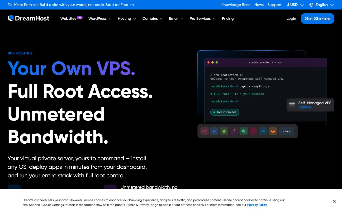 DreamHost public page captured in a desktop browser