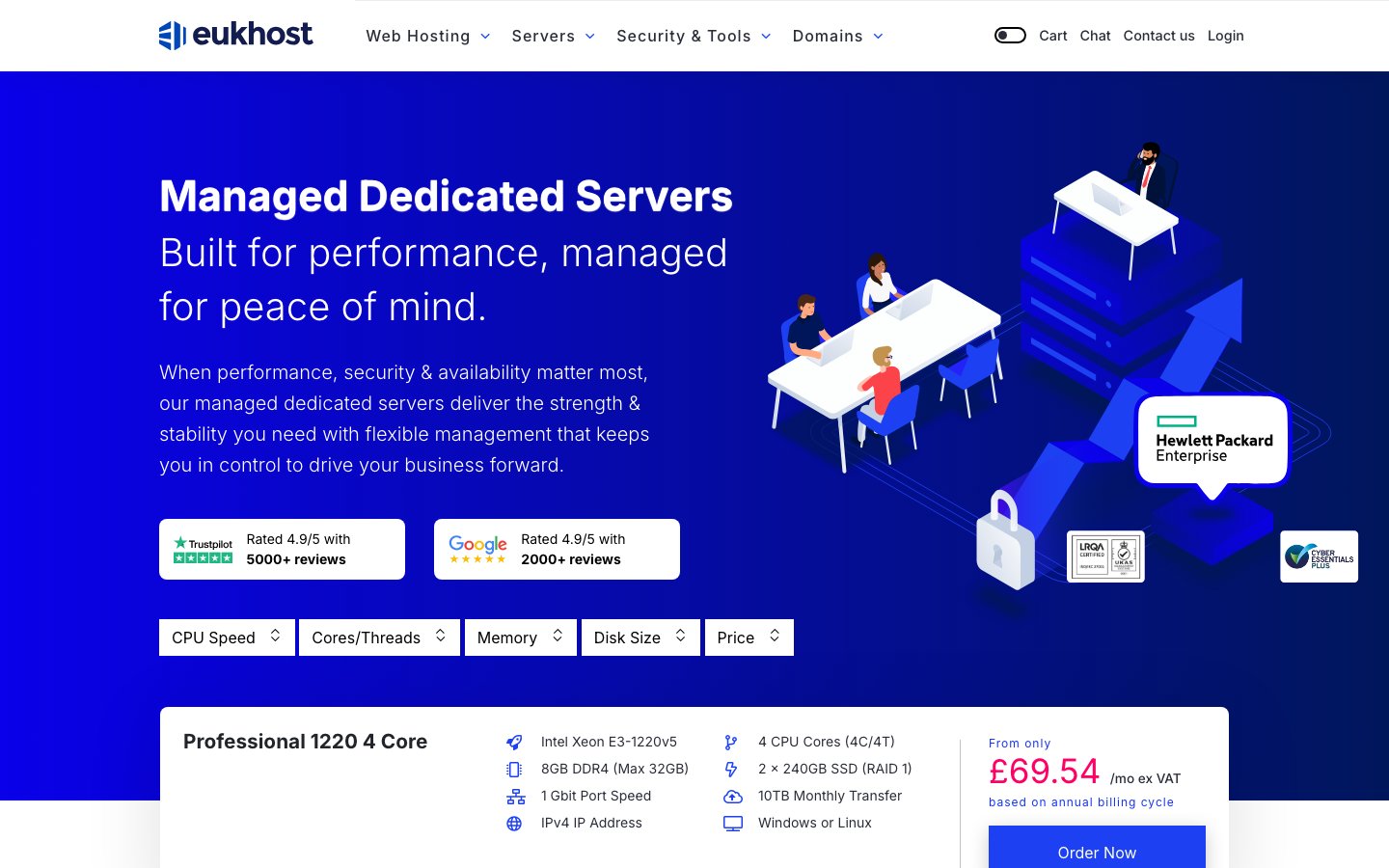 eUKhost public page captured in a desktop browser