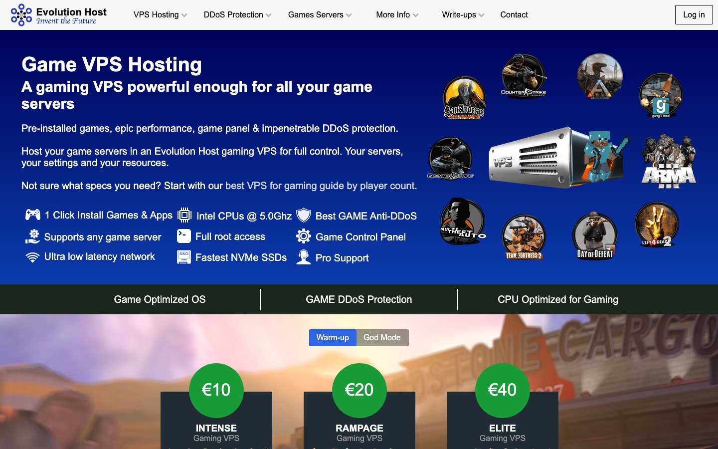 Evolution Host public page captured in a desktop browser