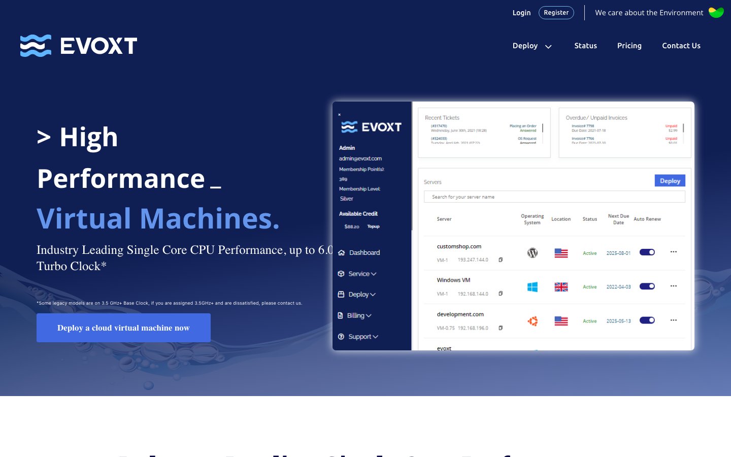 Evoxt Sdn Bhd public page captured in a desktop browser