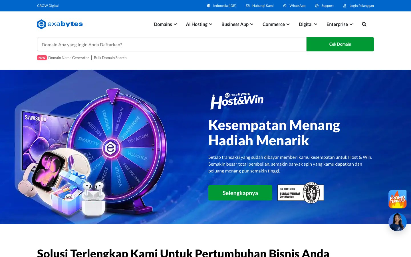 Exabytes Indonesia public page captured in a desktop browser