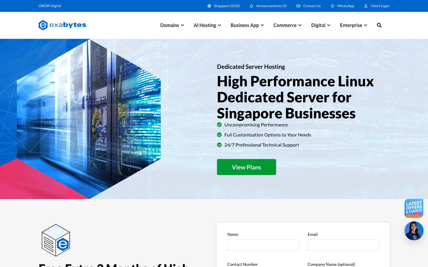 Exabytes Network (Singapore) Pte. Ltd. public page captured in a desktop browser