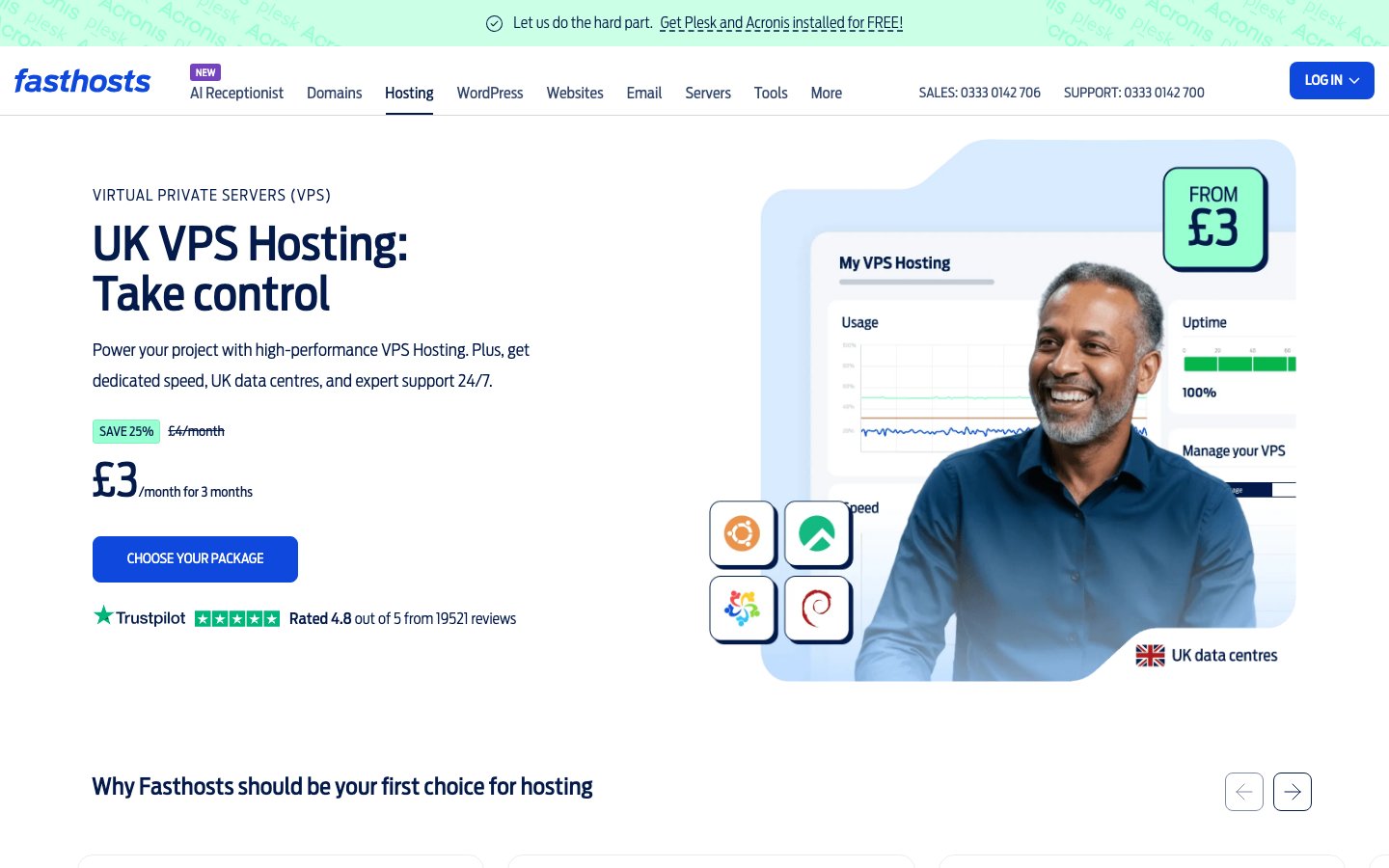 FastHosts public page captured in a desktop browser