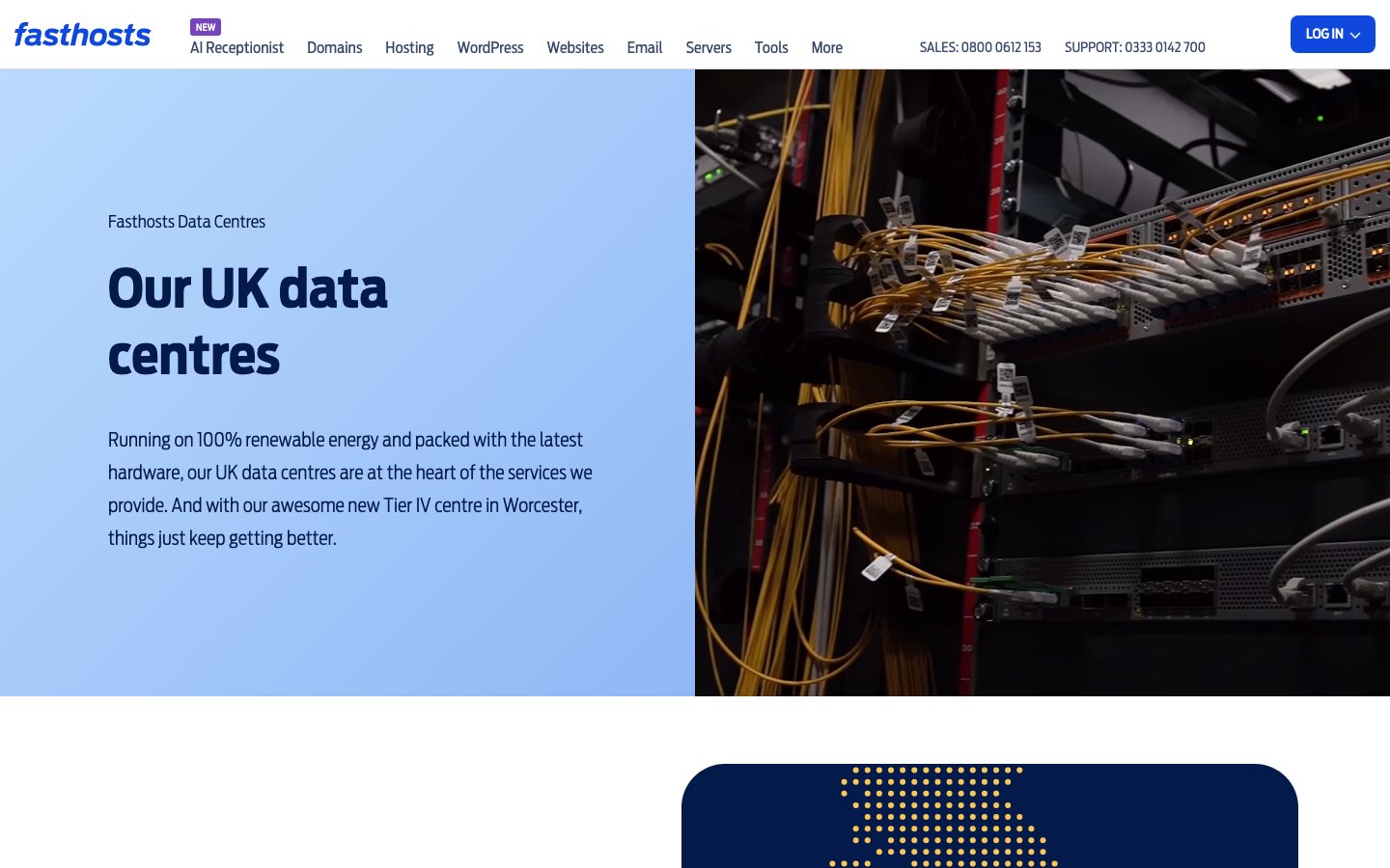 FastHosts public page captured in a desktop browser