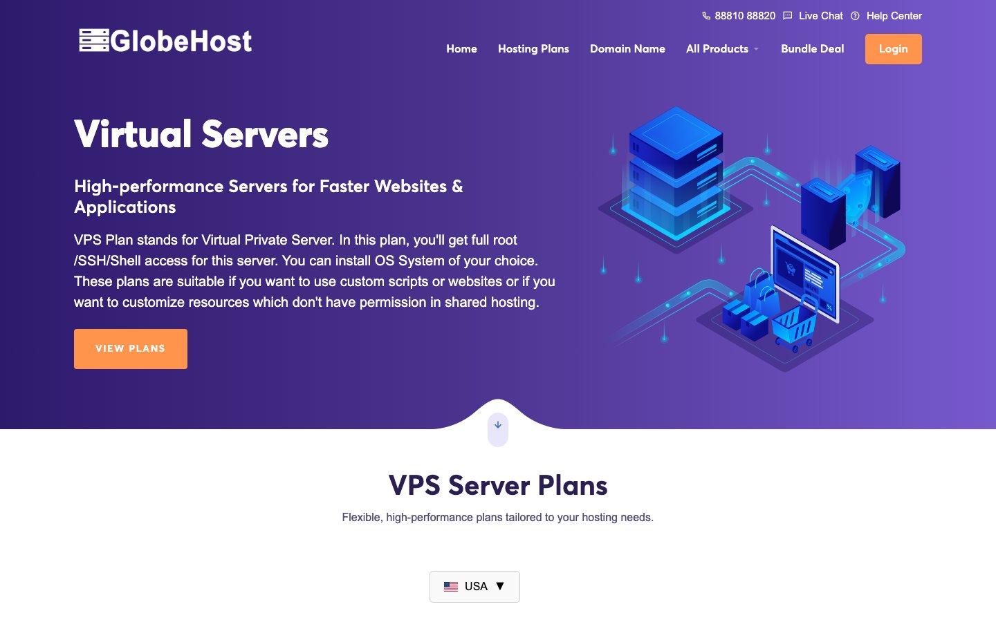 GlobeHost public page captured in a desktop browser