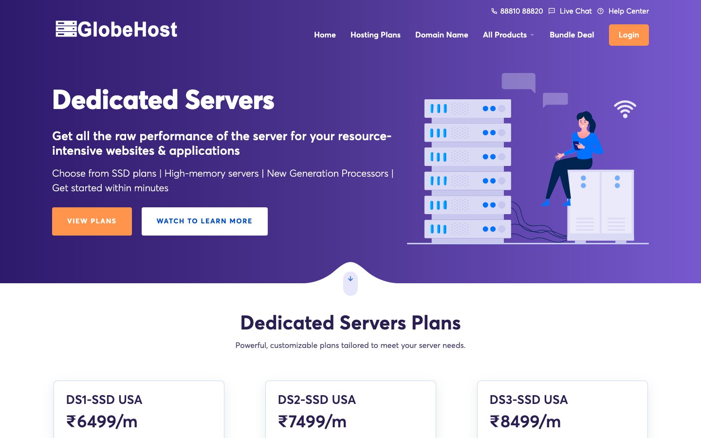 GlobeHost public page captured in a desktop browser