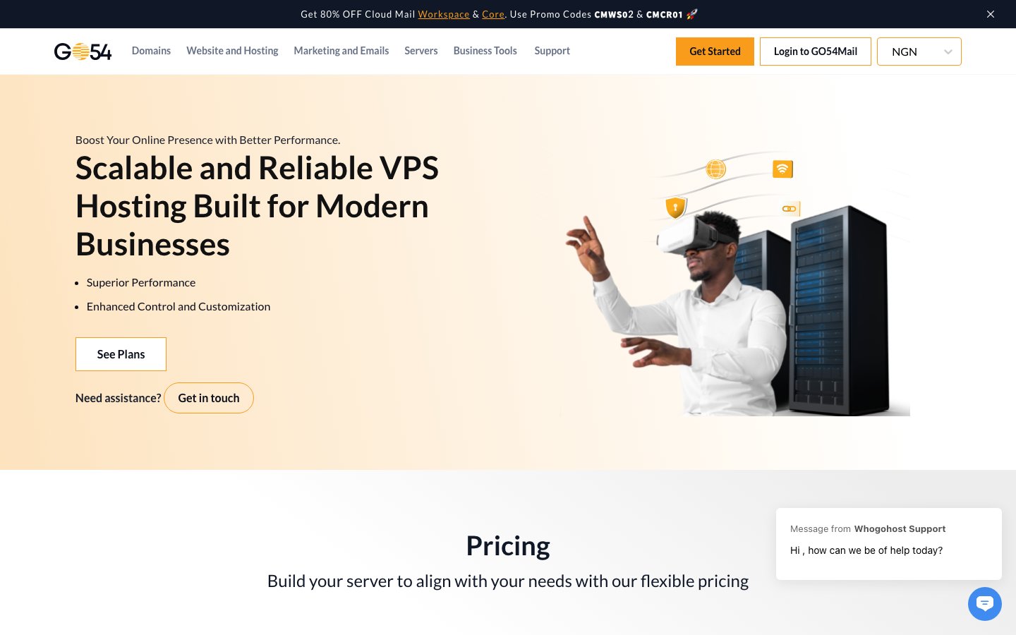 GO54 Limited public page captured in a desktop browser