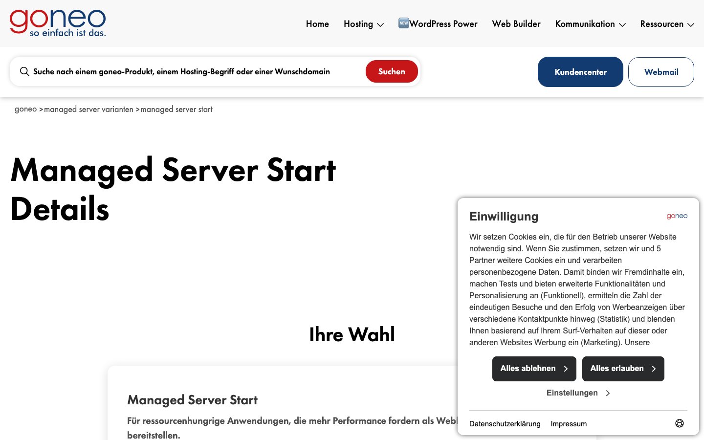 Goneo public page captured in a desktop browser