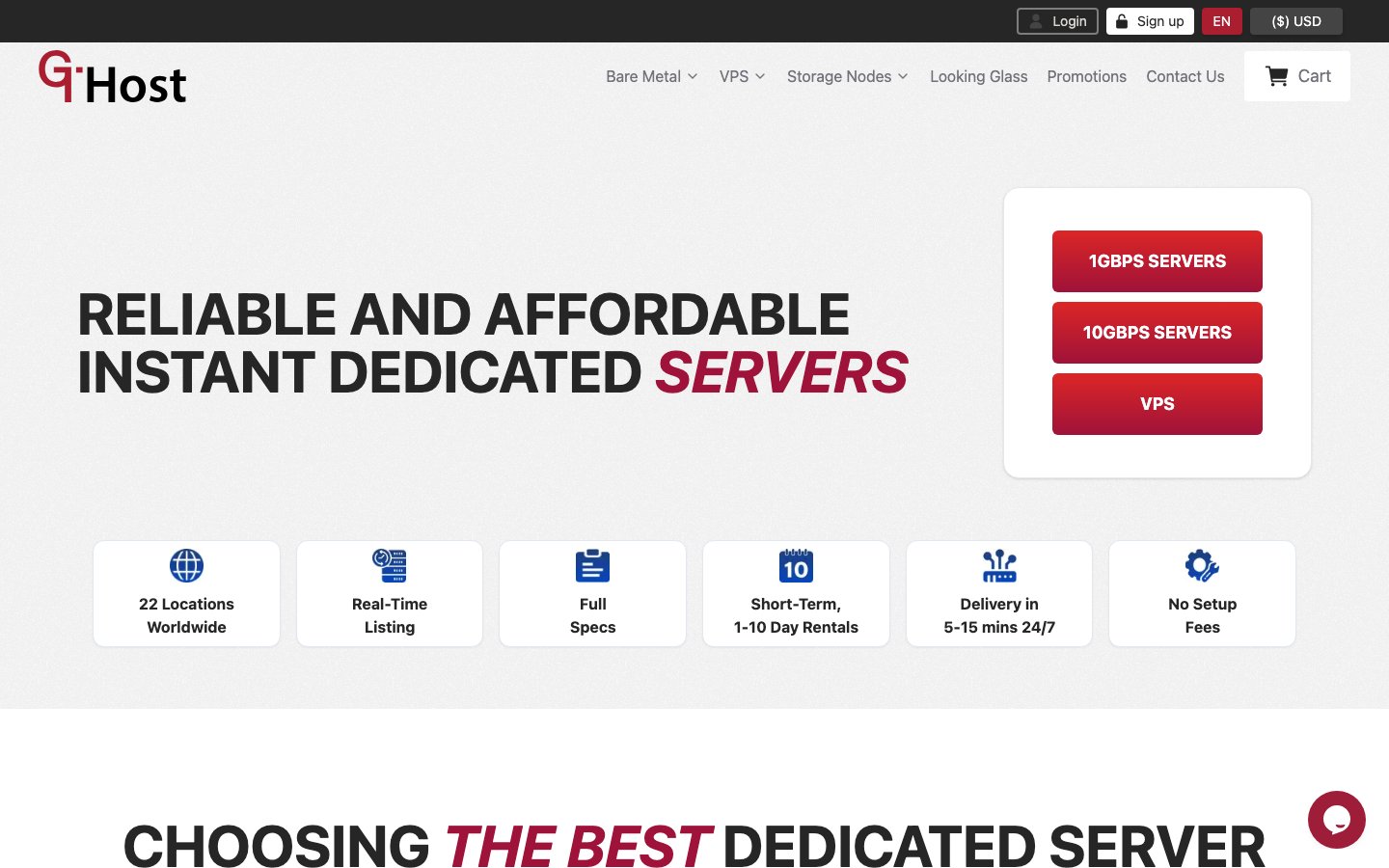 GTHost public page captured in a desktop browser