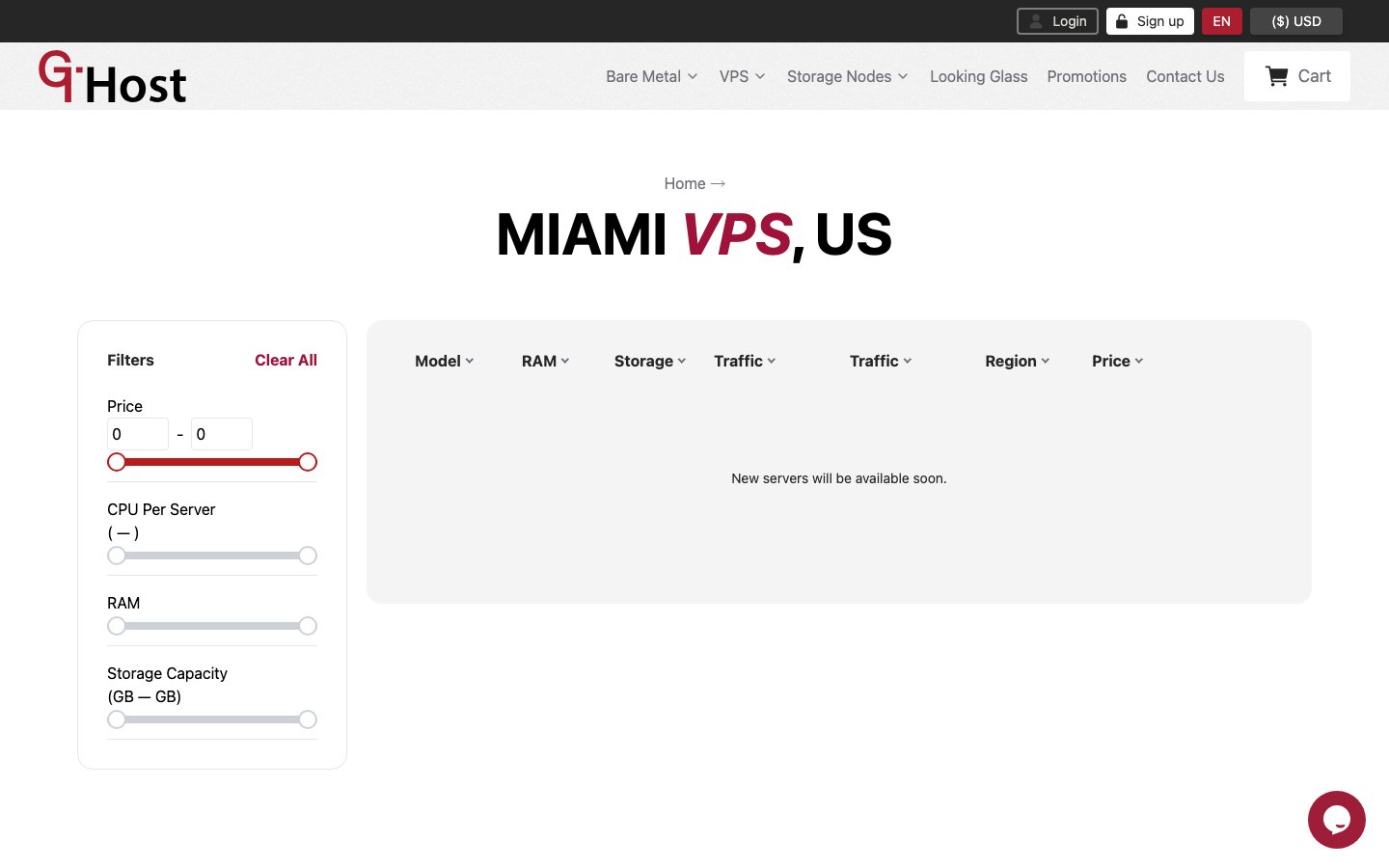 GTHost public page captured in a desktop browser