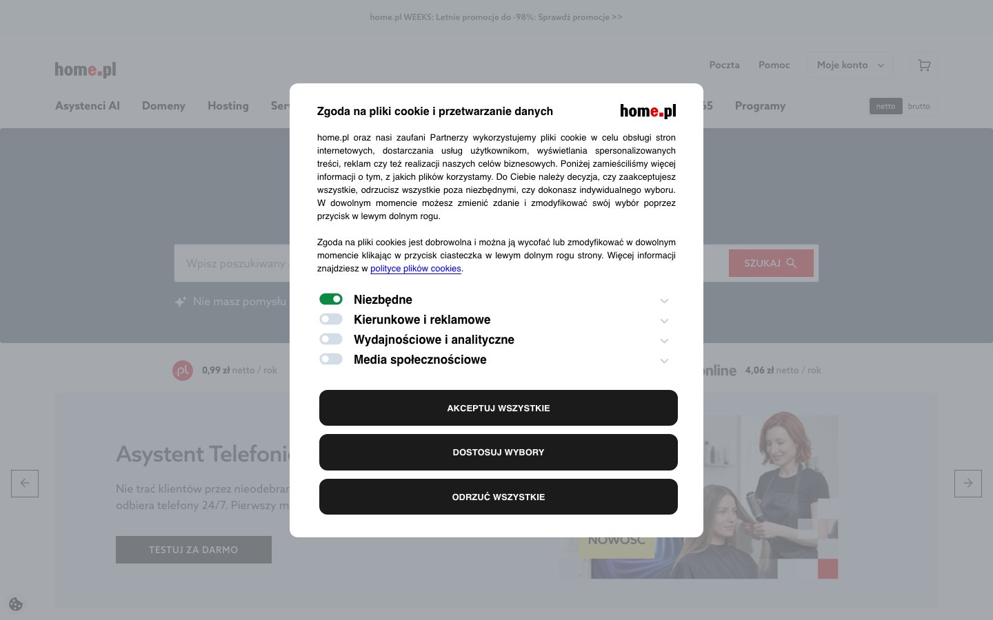 home.pl public page captured in a desktop browser