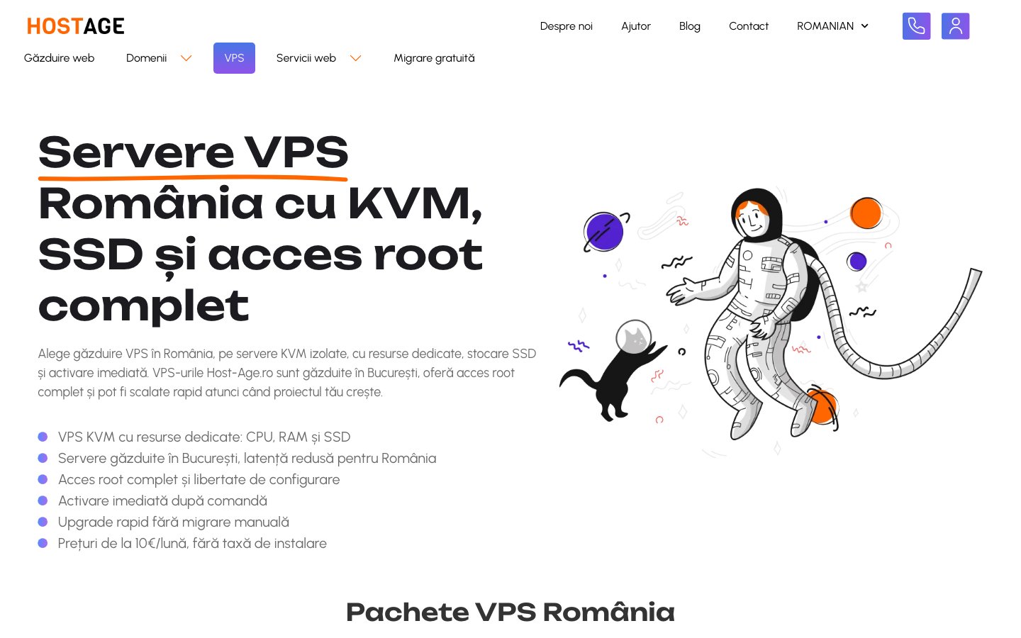 Host-Age.ro Gazduire Web public page captured in a desktop browser