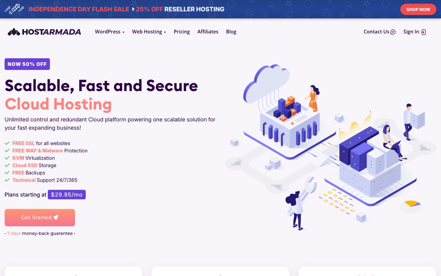 HostArmada public page captured in a desktop browser