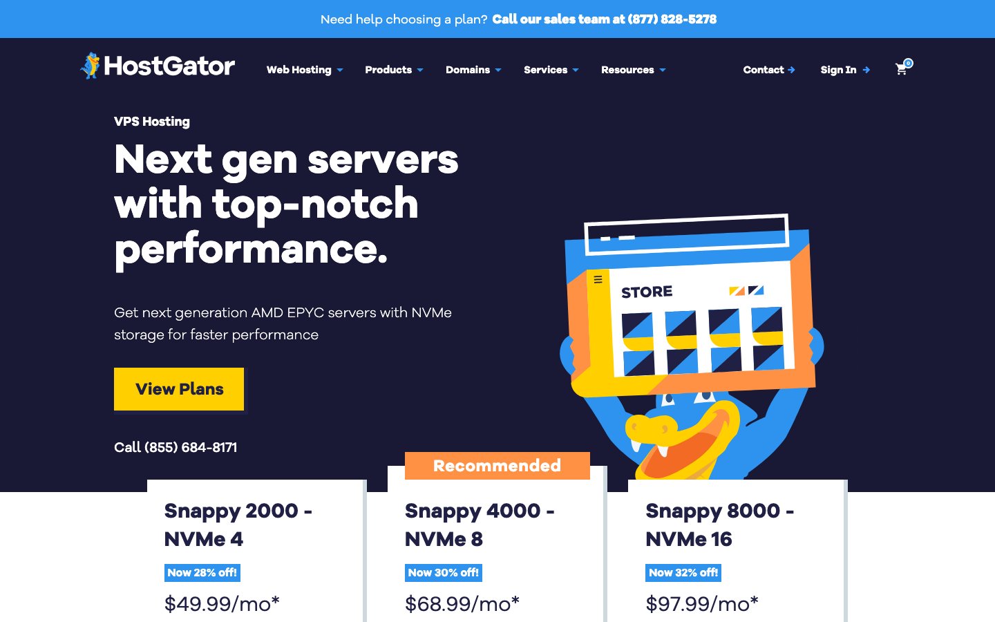 HostGator public page captured in a desktop browser
