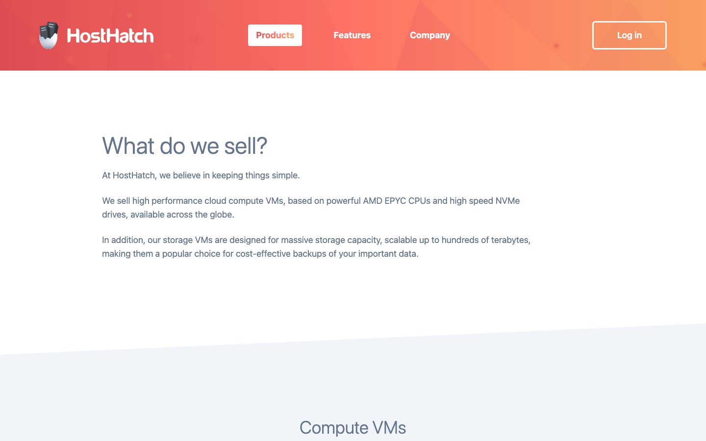 HostHatch public page captured in a desktop browser
