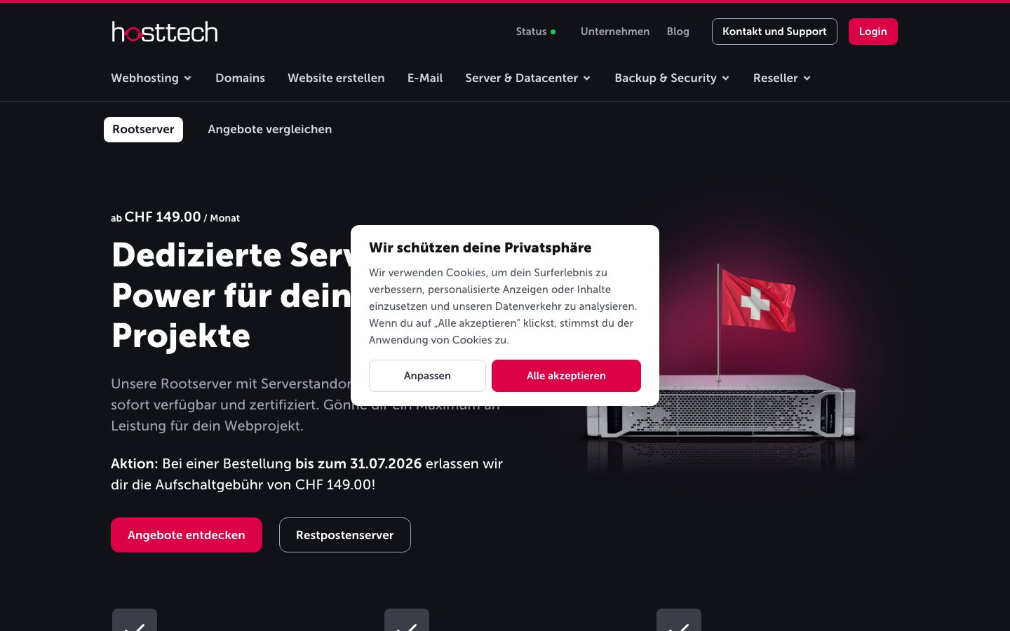 hosttech public page captured in a desktop browser