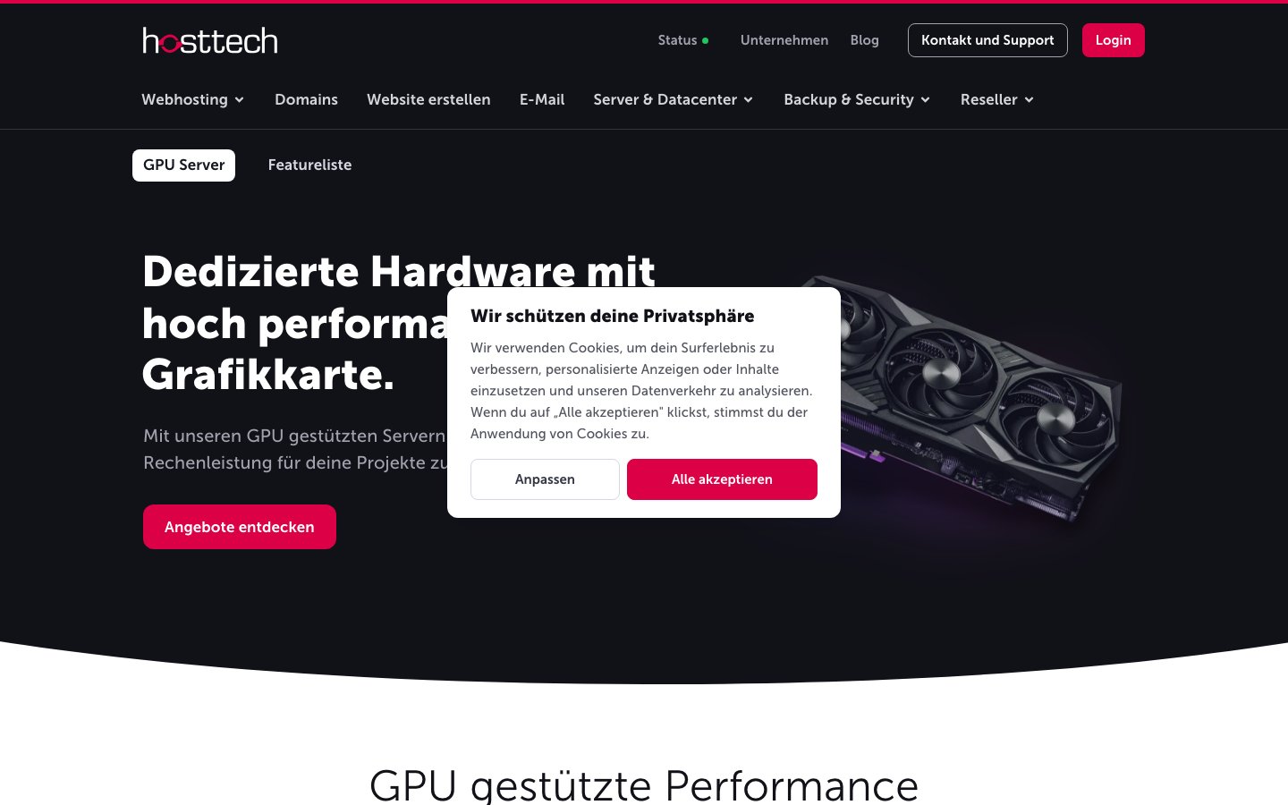 hosttech public page captured in a desktop browser