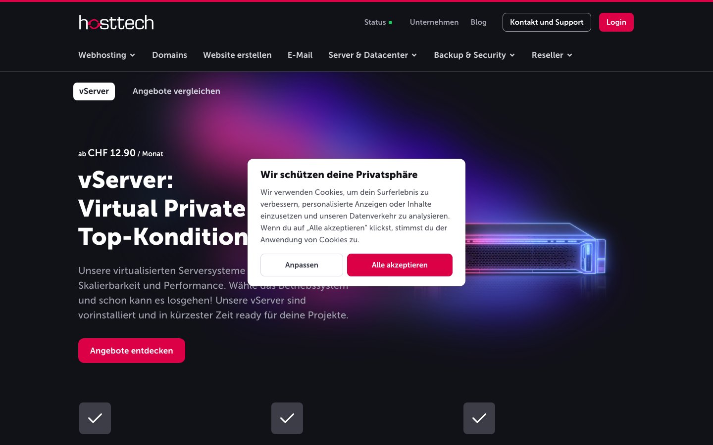 hosttech public page captured in a desktop browser