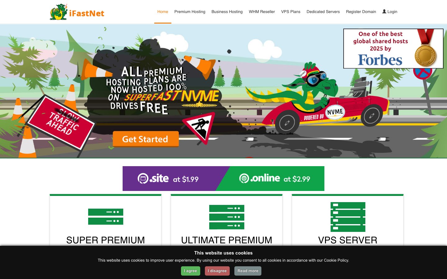 iFastNet public page captured in a desktop browser